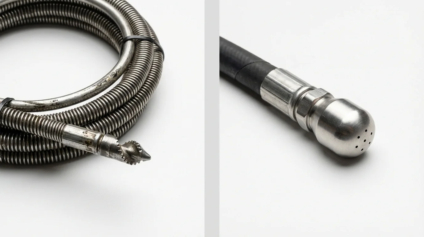 Drain snake cable and hydro jetting nozzle used for drain cleaning in Lebanon, VA