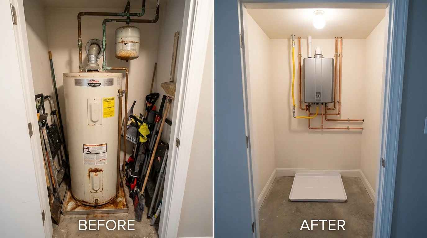 Tank water heater versus wall-mounted tankless unit comparison for Lebanon, VA homeowners